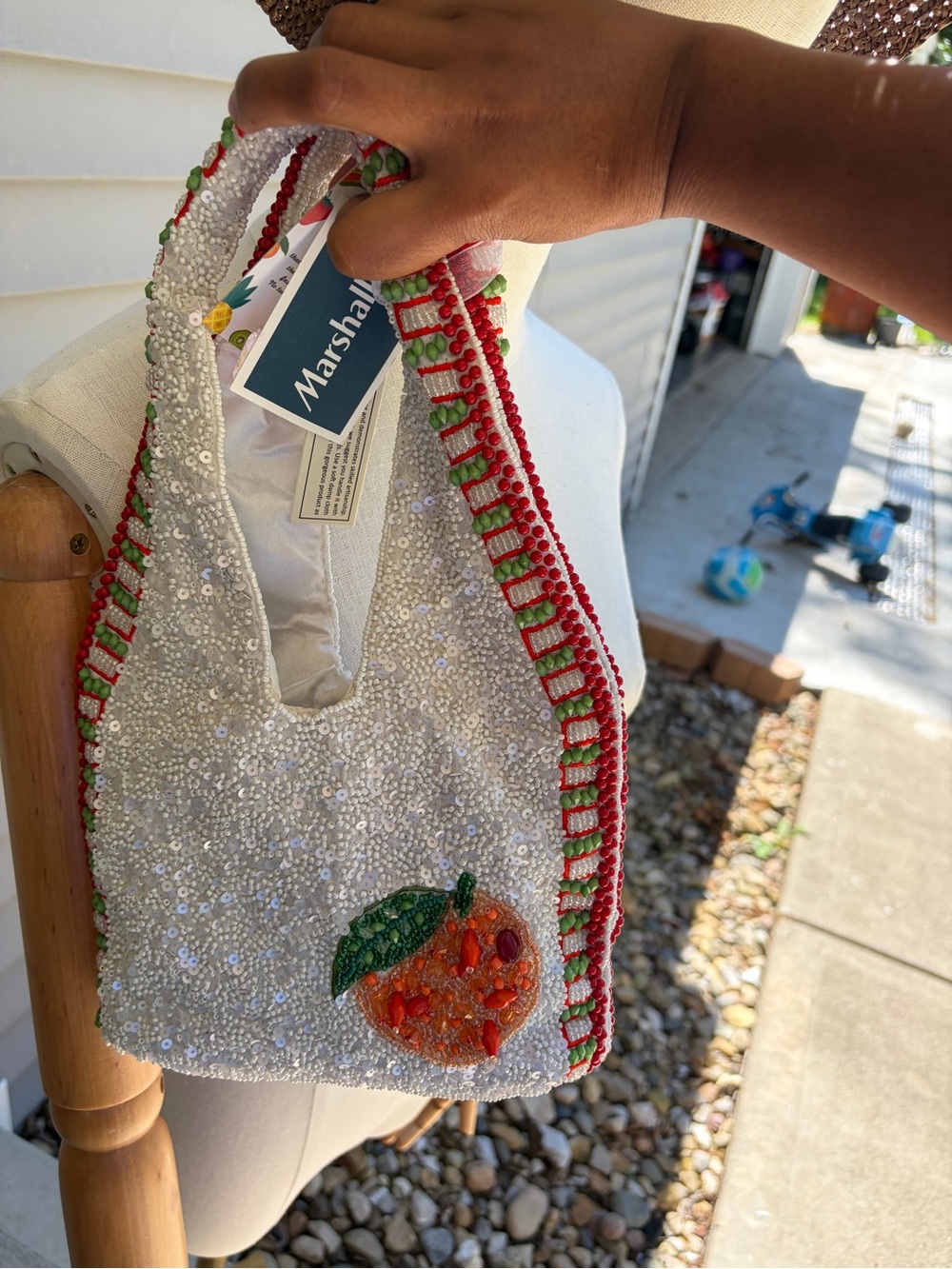Handcrafted India Women’s Beaded White Cocktail Spritz Shoulder Bag - Picture 4 of 4